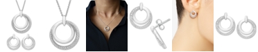 Macy's 2-Pc. Set Diamond Double Circle Pendant Necklace & Drop Earrings (1/6 ct. t.w.) in Sterling Silver